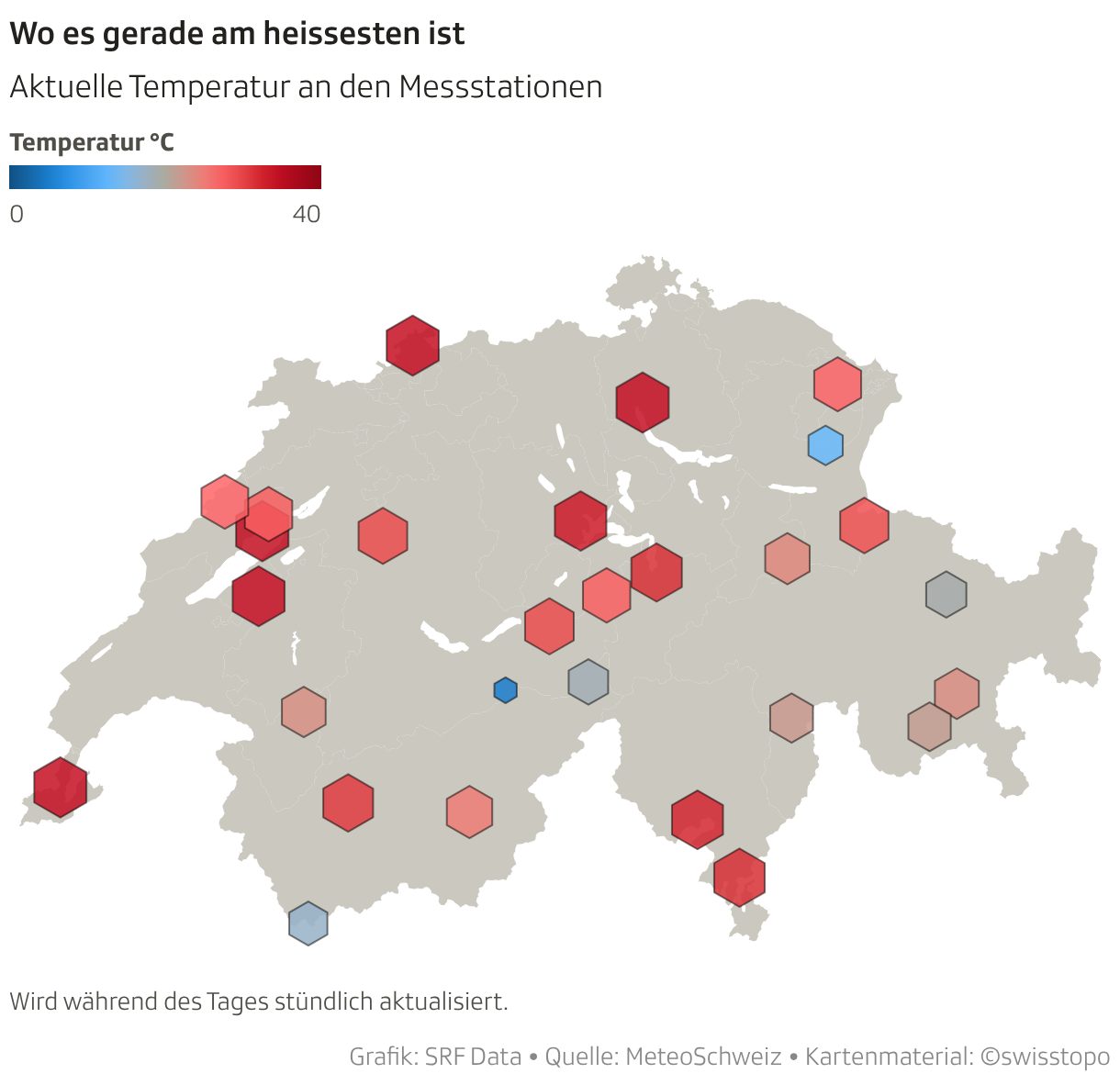 Wo es gerade am heissesten ist (Symbol-Karte)